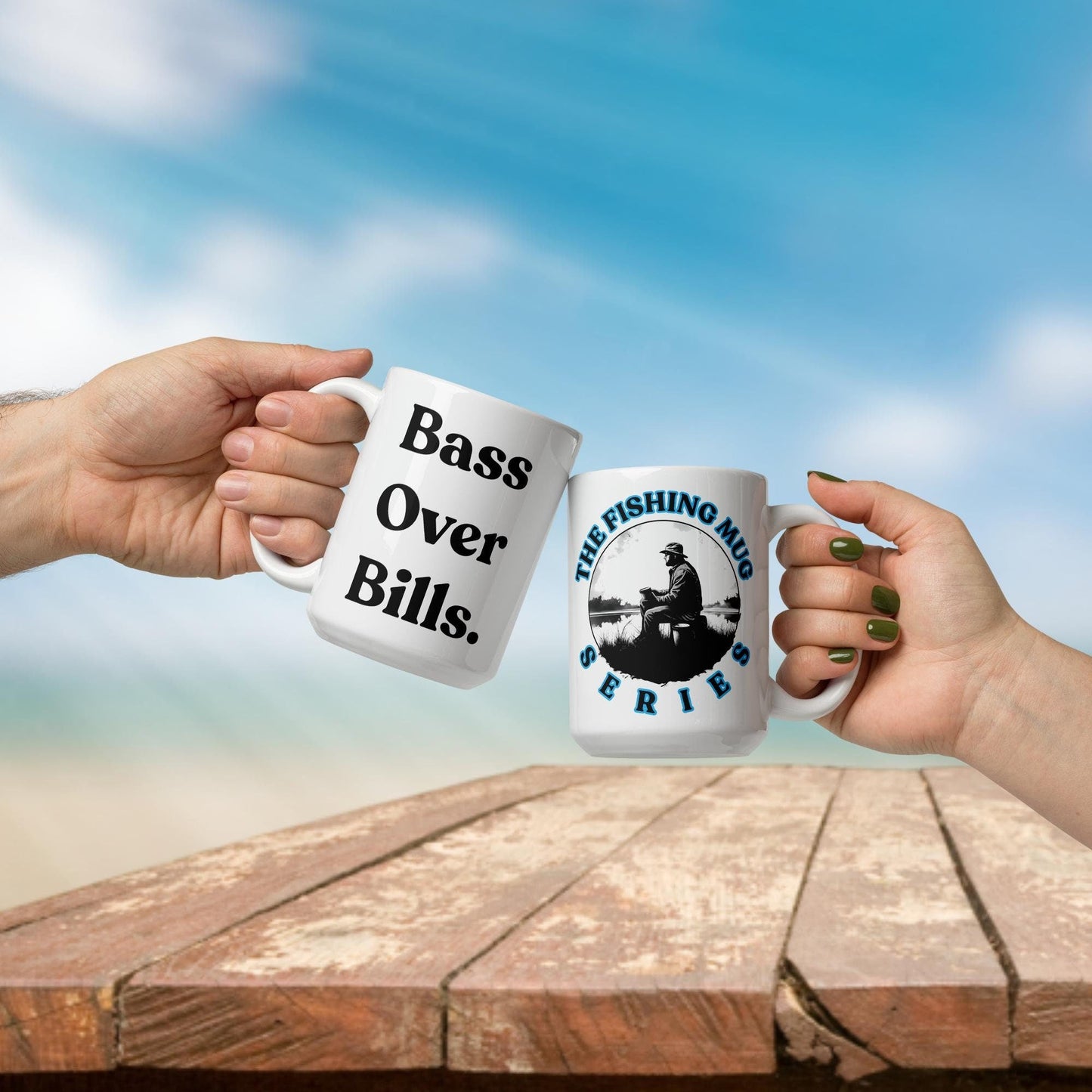 Fishing Mug: “Bass Over Bills” | Angler Mug | Gift for Him | Fishing Coffee Mug | Dad Gift - Raiden Gate Design