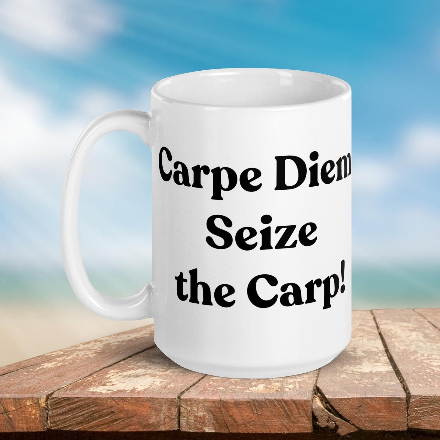 Fishing Mug: “Carpe Diem Seize the Carp!” | Angler Mug | Fishing Coffee Mug | Dad Gift - Raiden Gate Design