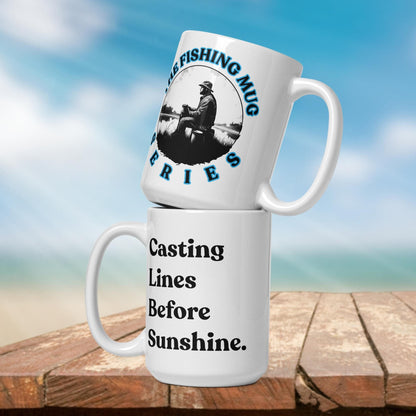 Fishing Mug: “Casting Lines Before Sunshine.” | Angler Mug | Fishing Coffee Mug | Dad Gift - Raiden Gate Design