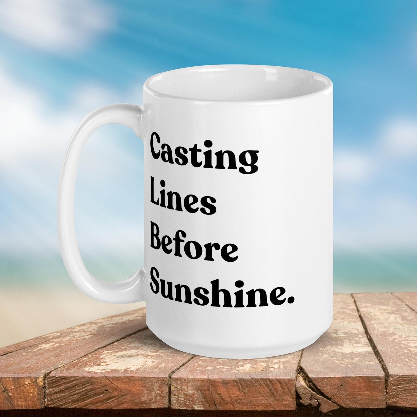 Fishing Mug: “Casting Lines Before Sunshine.” | Angler Mug | Fishing Coffee Mug | Dad Gift - Raiden Gate Design