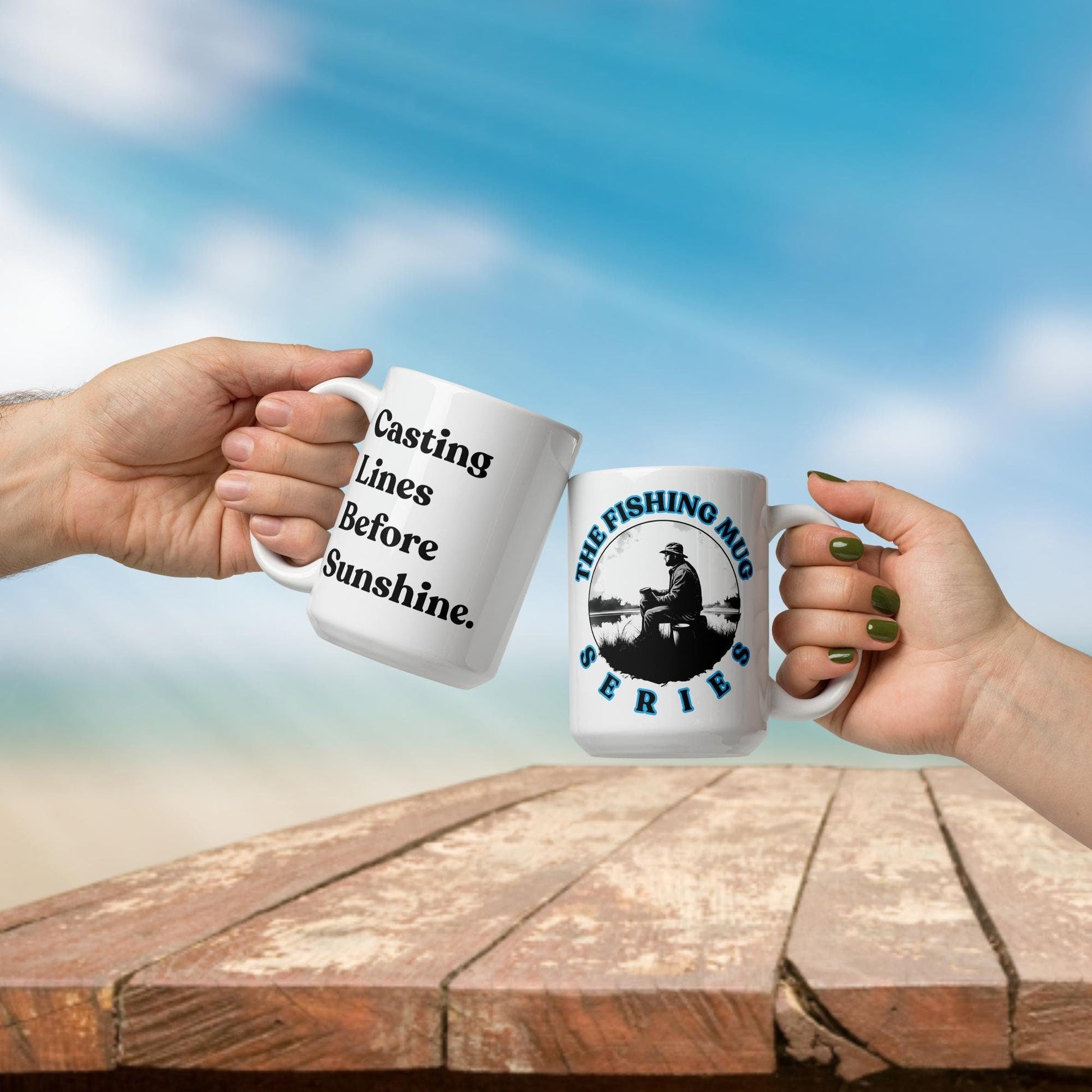 Fishing Mug: “Casting Lines Before Sunshine.” | Angler Mug | Fishing Coffee Mug | Dad Gift - Raiden Gate Design