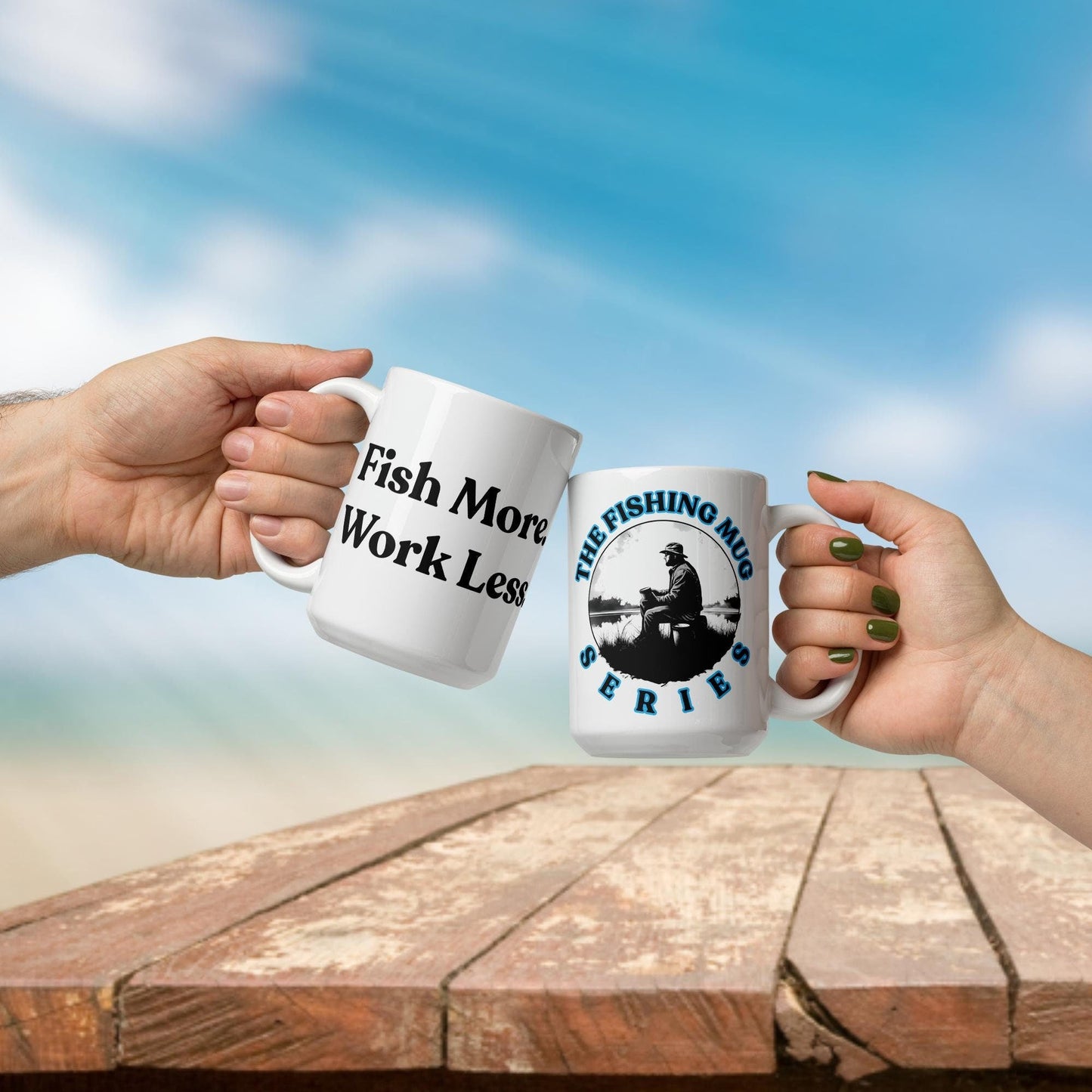 Fishing Mug: “Fish More. Work Less.” | Angler Mug | Fishing Coffee Mug | Dad Gift - Raiden Gate Design