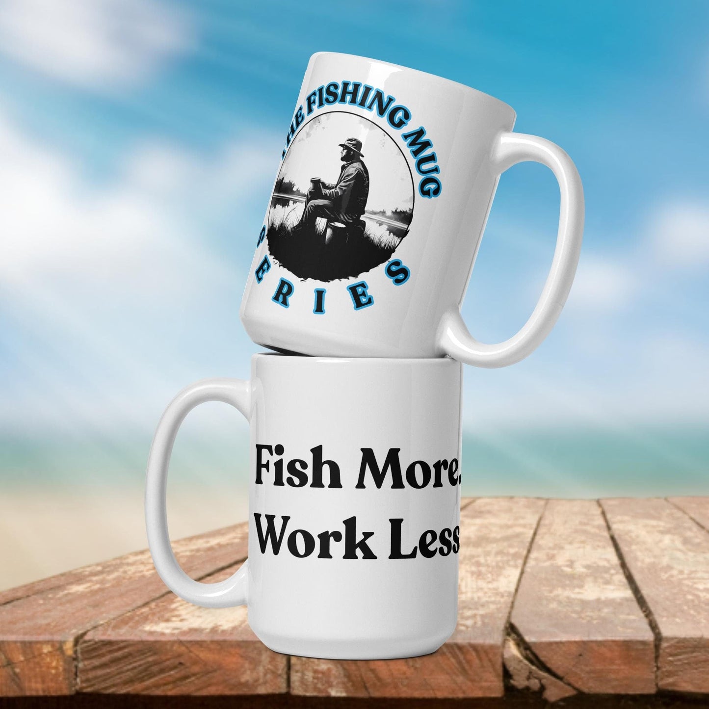 Fishing Mug: “Fish More. Work Less.” | Angler Mug | Fishing Coffee Mug | Dad Gift - Raiden Gate Design