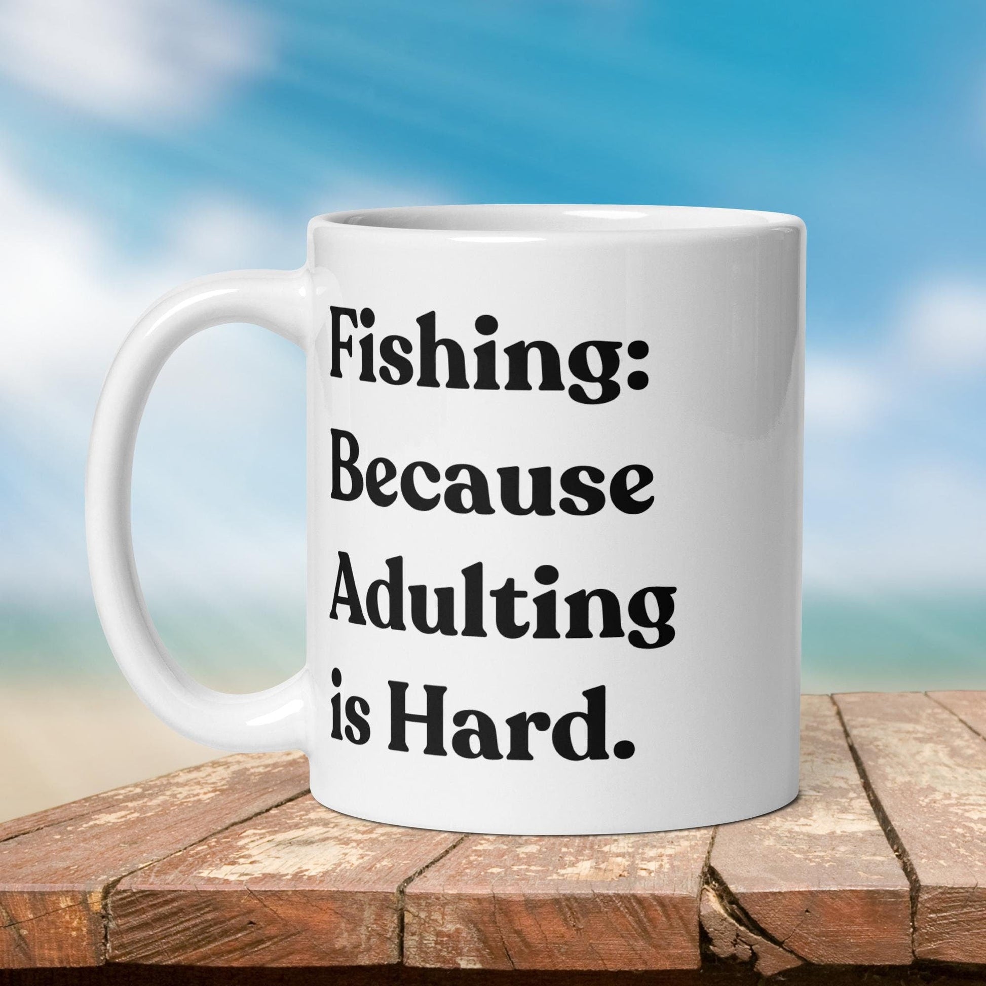 Fishing Mug: “Fishing Because Adulting is Hard.” | Angler Mug | Fishing Coffee Mug | Dad Gift - Raiden Gate Design