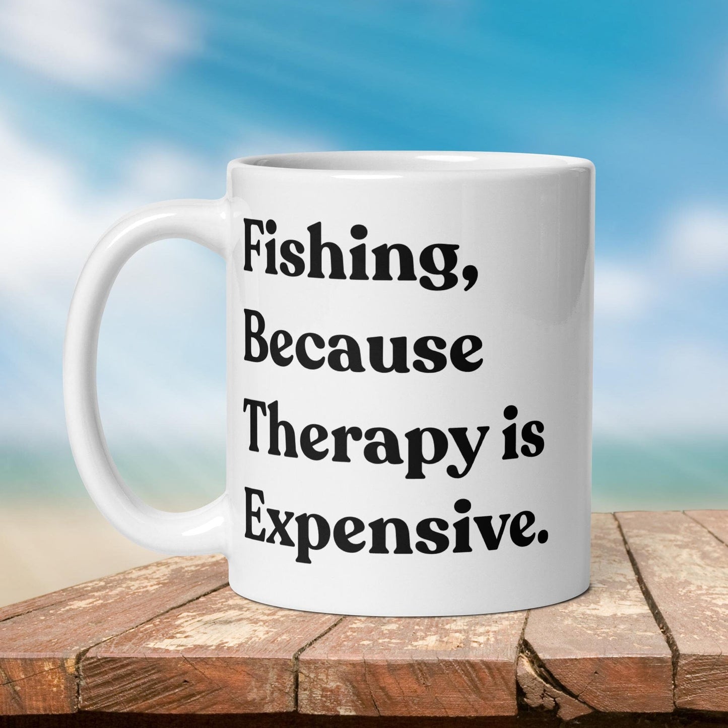 Fishing Mug: “Fishing Because Therapy is Expensive.” | Angler Mug | Fishing Coffee Mug | Dad Gift - Raiden Gate Design