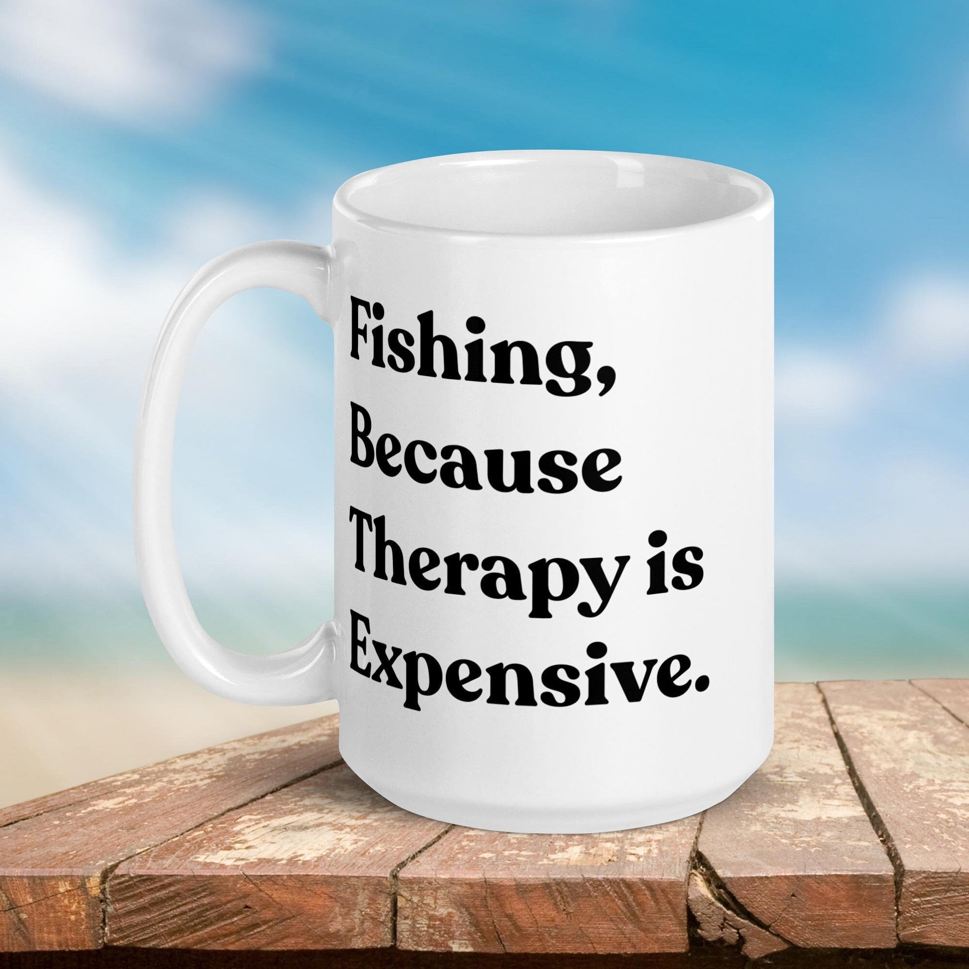 Fishing Mug: “Fishing Because Therapy is Expensive.” | Angler Mug | Fishing Coffee Mug | Dad Gift - Raiden Gate Design