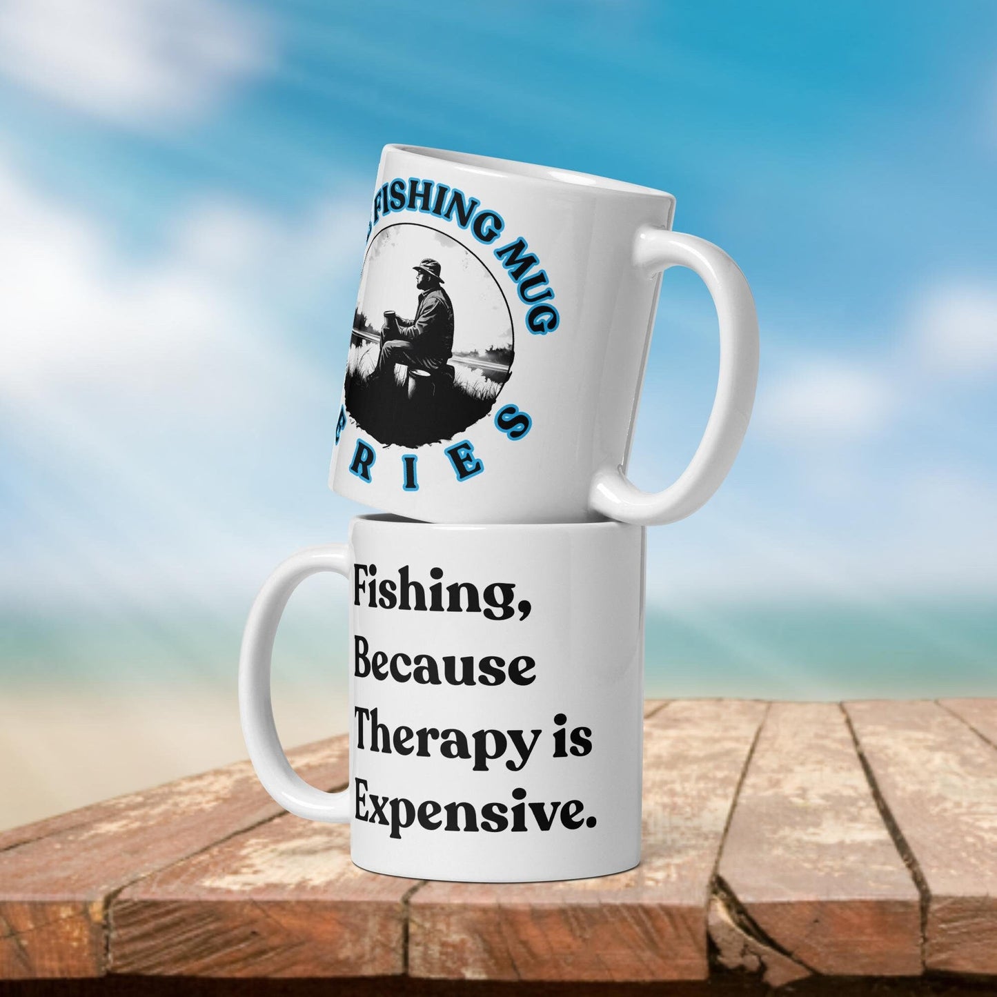 Fishing Mug: “Fishing Because Therapy is Expensive.” | Angler Mug | Fishing Coffee Mug | Dad Gift - Raiden Gate Design