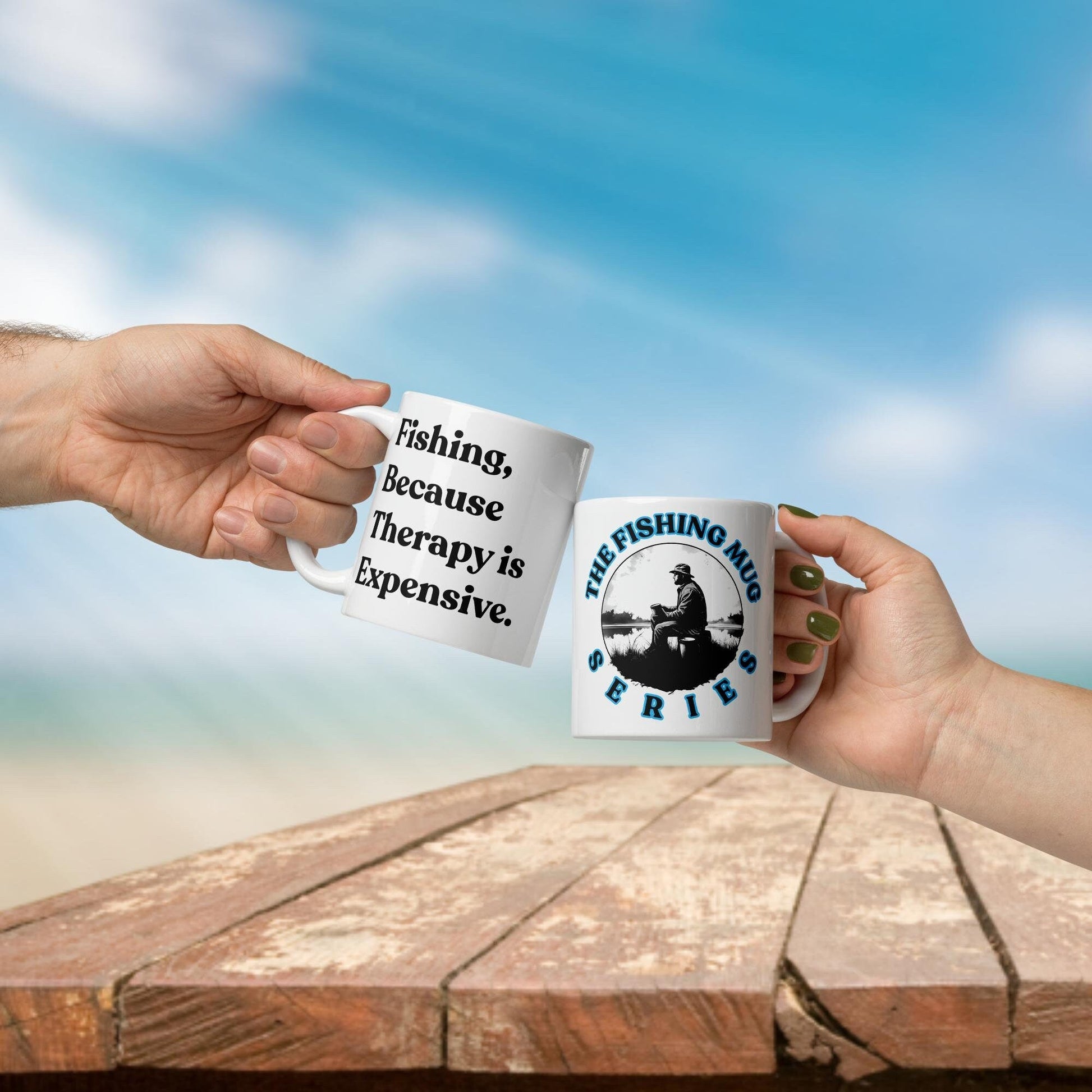 Fishing Mug: “Fishing Because Therapy is Expensive.” | Angler Mug | Fishing Coffee Mug | Dad Gift - Raiden Gate Design