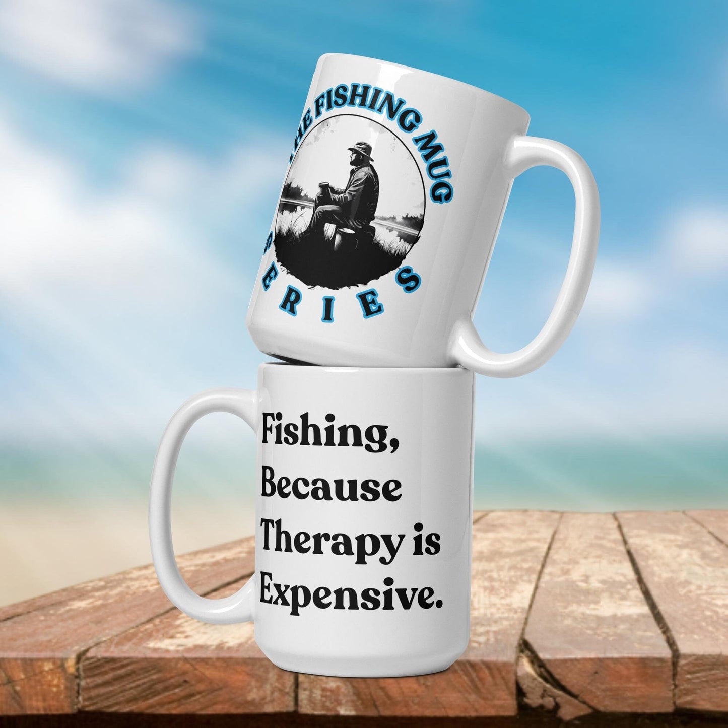 Fishing Mug: “Fishing Because Therapy is Expensive.” | Angler Mug | Fishing Coffee Mug | Dad Gift - Raiden Gate Design