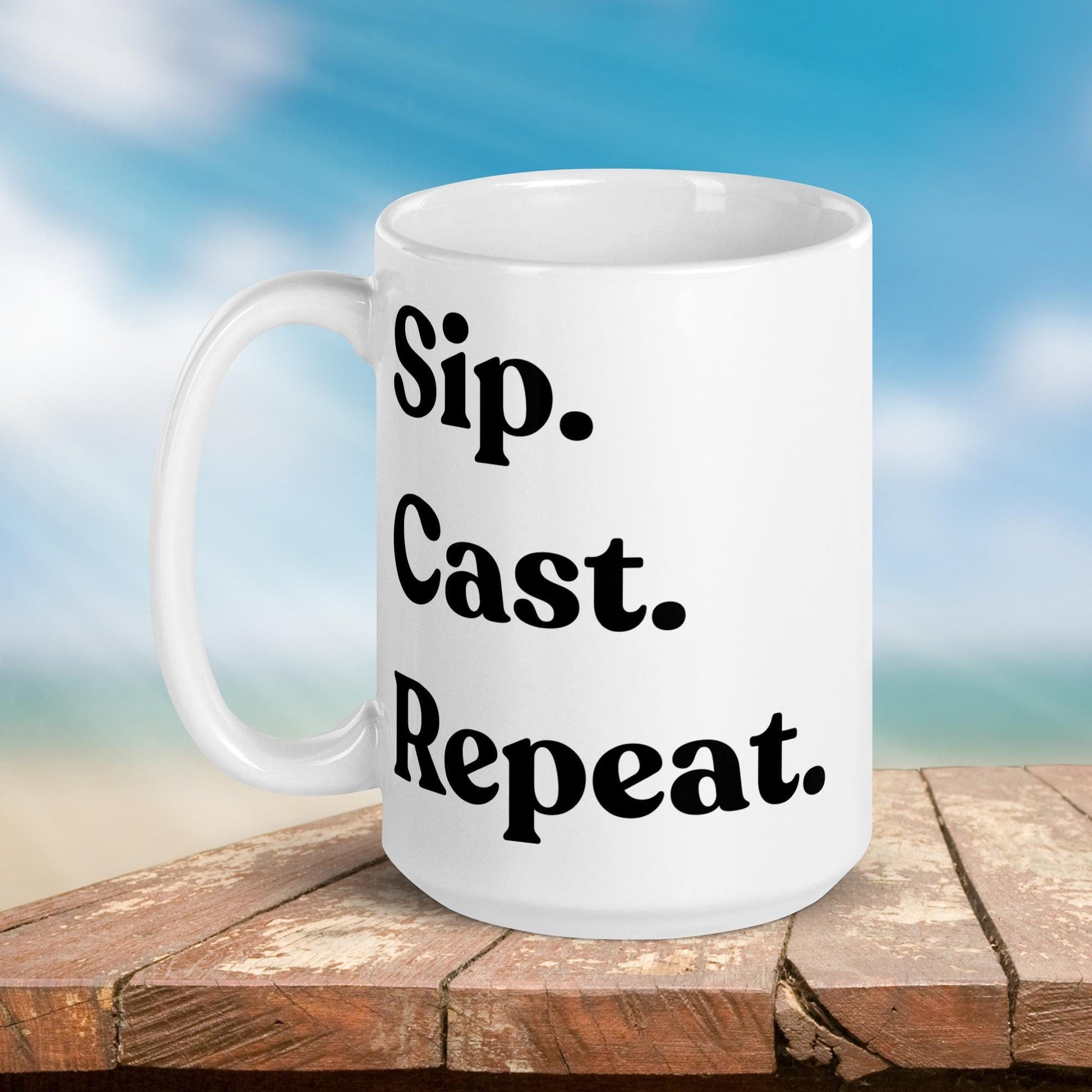 Fishing Mug: “Sip. Cast. Repeat.” | Angler Mug | Fishing Coffee Mug | Dad Gift - Raiden Gate Design