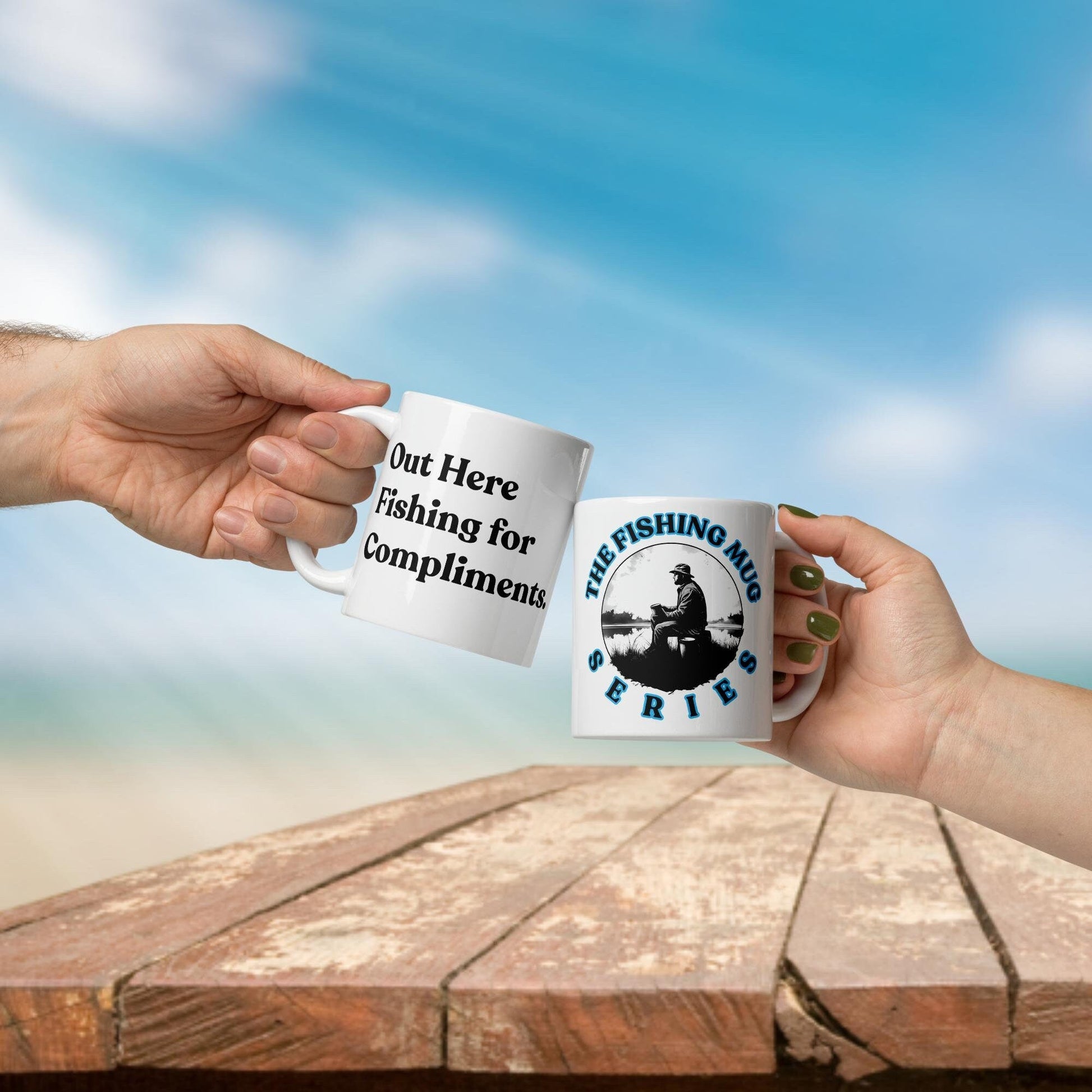 Fishing Mug: the “Out Here Fishing for Compliments.” | Angler Mug | Fishing Coffee Mug | Dad Gift - Raiden Gate Design