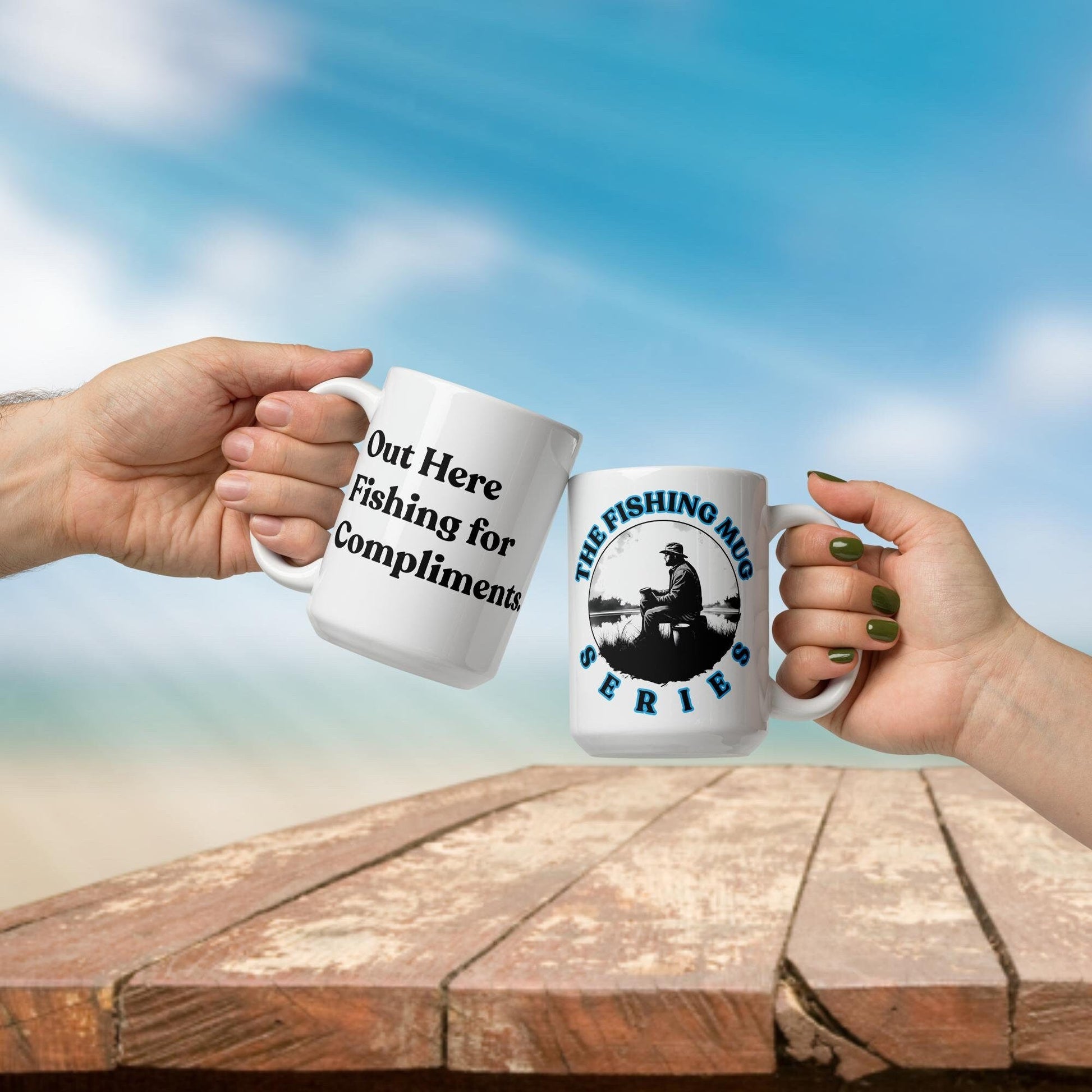 Fishing Mug: the “Out Here Fishing for Compliments.” | Angler Mug | Fishing Coffee Mug | Dad Gift - Raiden Gate Design