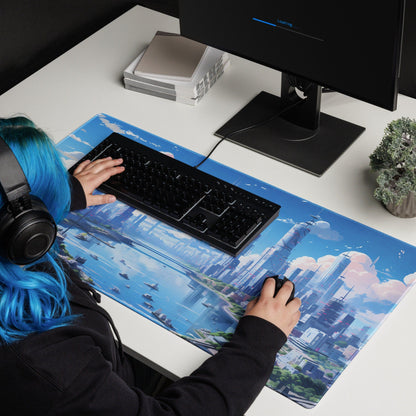 Futuristic Urban Landscape Anime Gaming Mousepad | Anime Desk Mat | Anime Gamer Gift | Desk Accessories | Large Mouse Pad - Raiden Gate Design