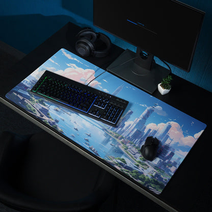 Futuristic Urban Landscape Anime Gaming Mousepad | Anime Desk Mat | Anime Gamer Gift | Desk Accessories | Large Mouse Pad - Raiden Gate Design