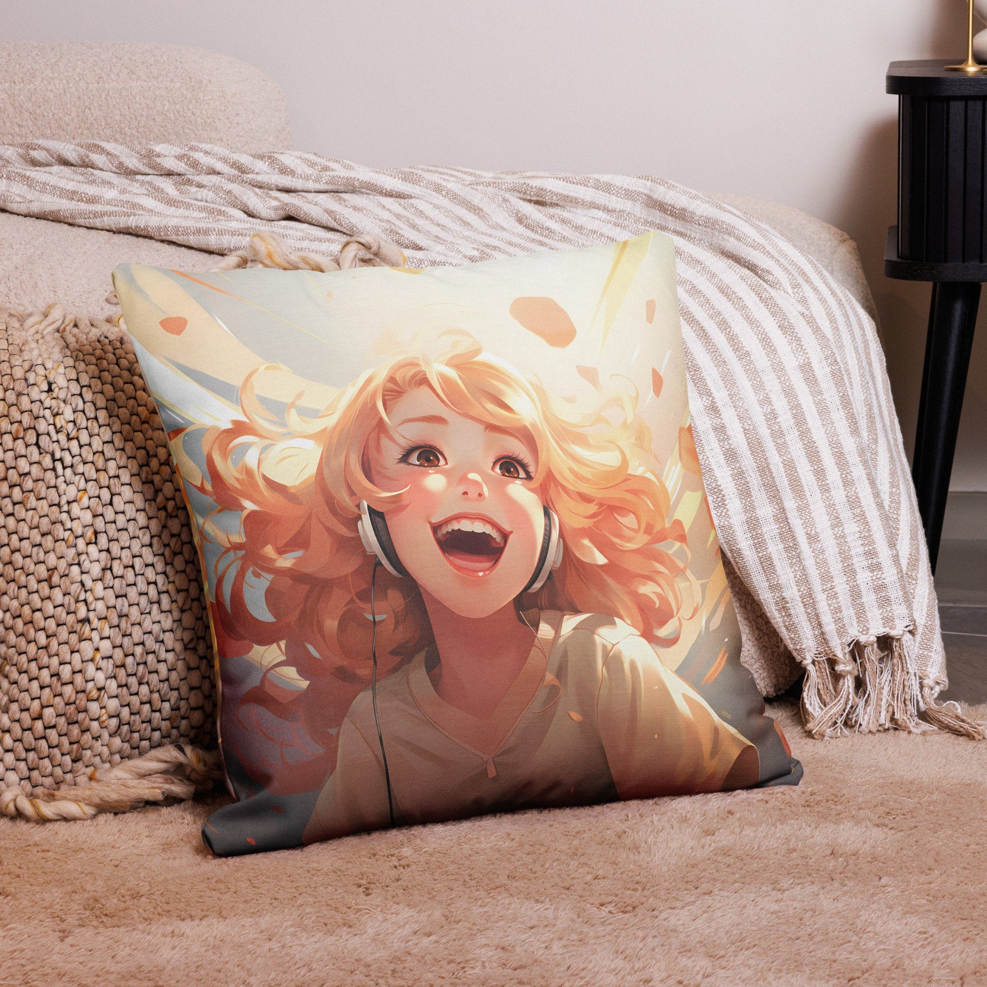 Ginger Girl | Anime Pillow | Kawaii Pillow | Decorative Pillow | Throw Pillow - Raiden Gate Design