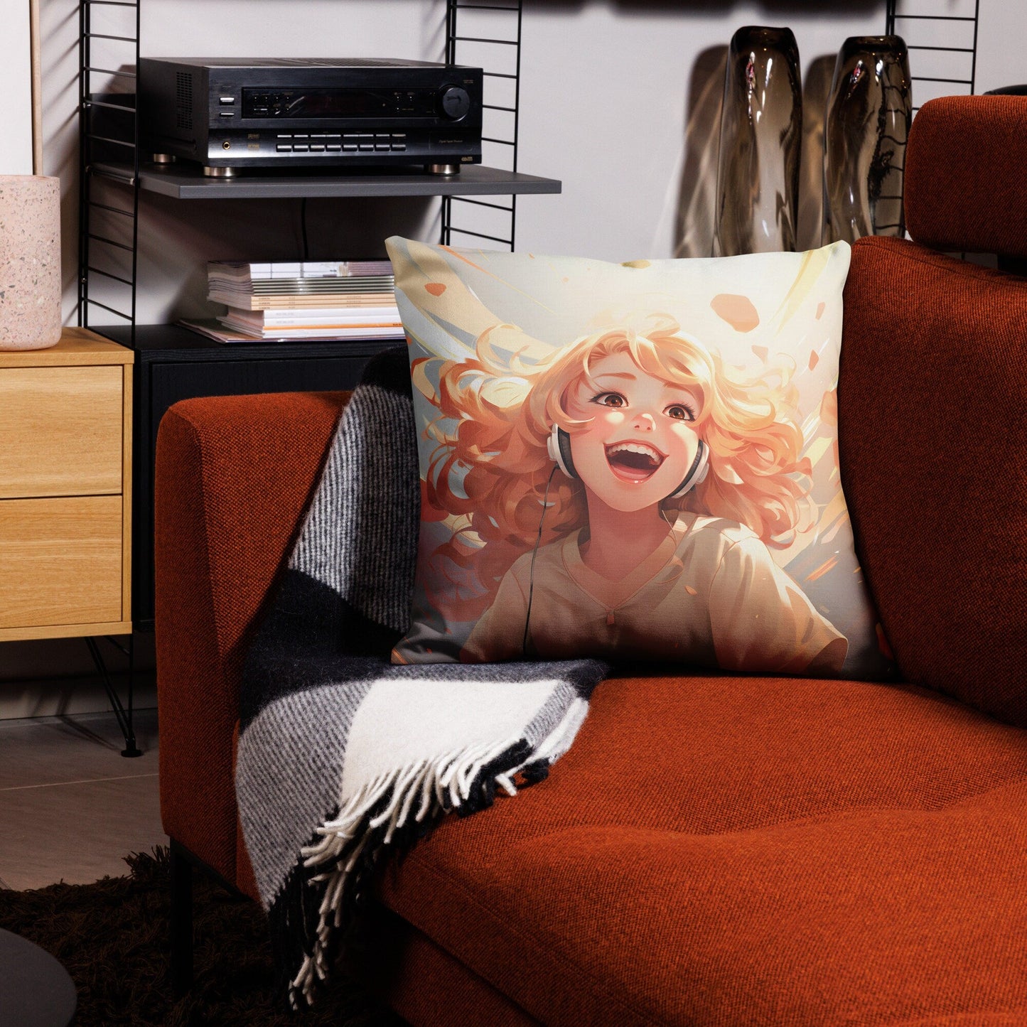 Ginger Girl | Anime Pillow | Kawaii Pillow | Decorative Pillow | Throw Pillow - Raiden Gate Design