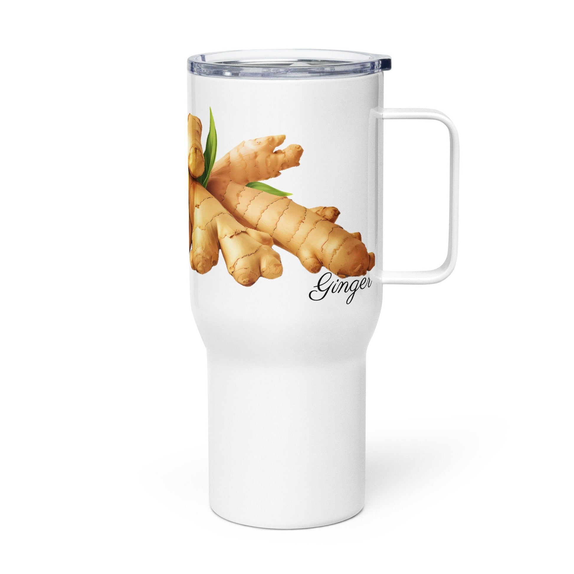 Ginger Herbal Tea Travel mug with a handle | Tea Mug | Teacup | Gifts for Her | Herb Flower | Birthday Gift - Raiden Gate Design