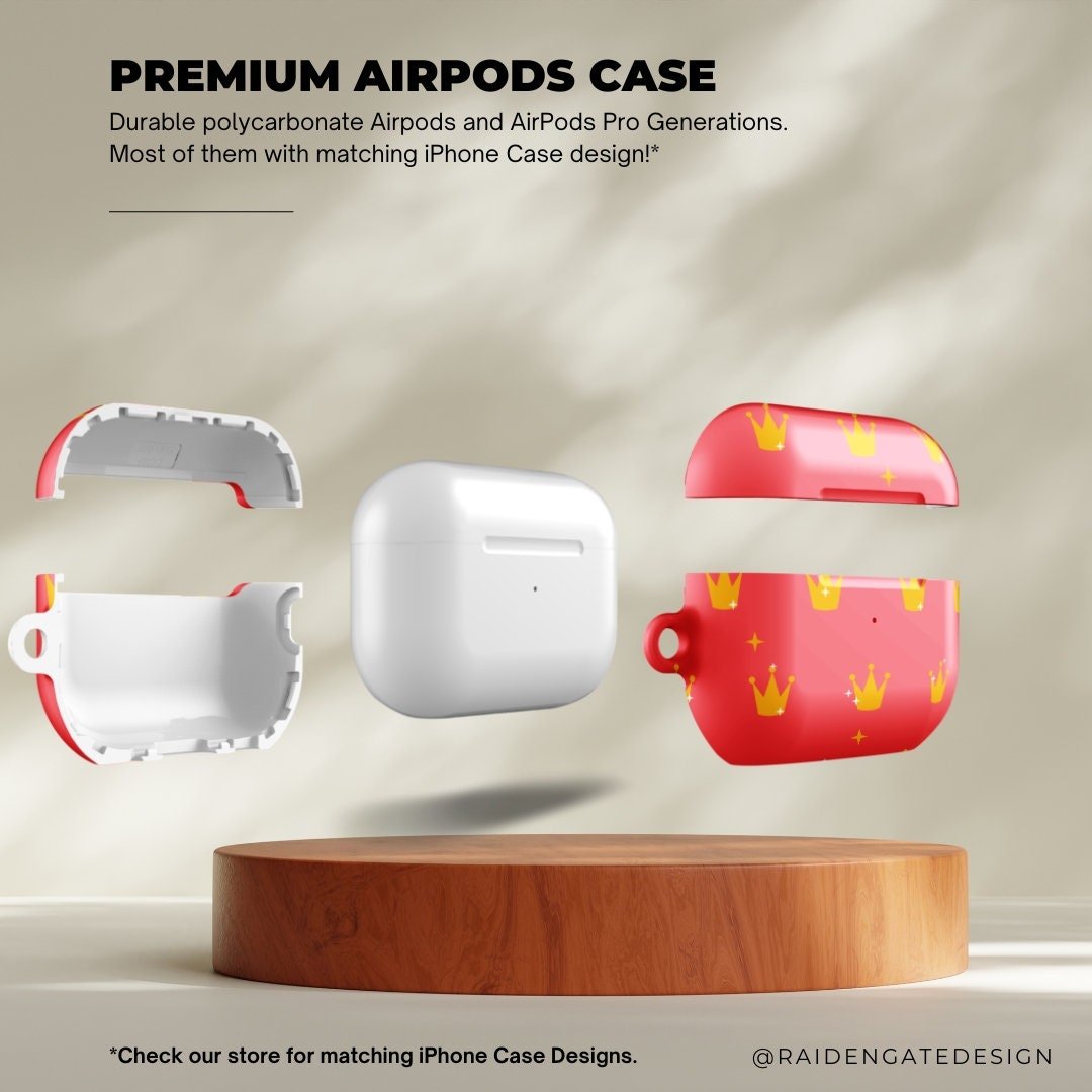 Golden Crown on Pink Custom AirPods Pro Case | Tough AirPods Case - Raiden Gate Design