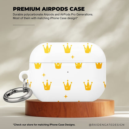 Golden Crown on White Custom AirPods Pro Case | Tough AirPods Case - Raiden Gate Design