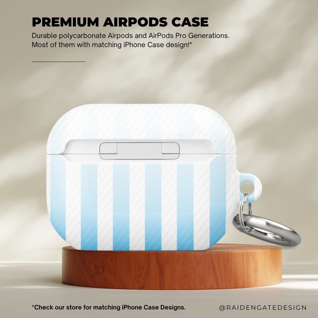 Gradient Blue Stripes Custom AirPods Pro Case | Tough AirPods Case - Raiden Gate Design