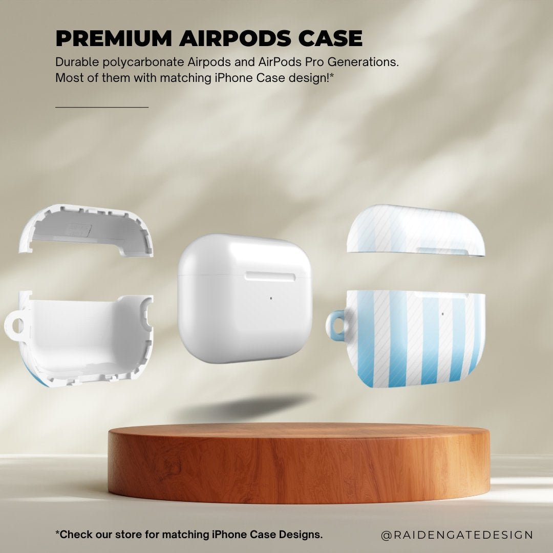 Gradient Blue Stripes Custom AirPods Pro Case | Tough AirPods Case - Raiden Gate Design