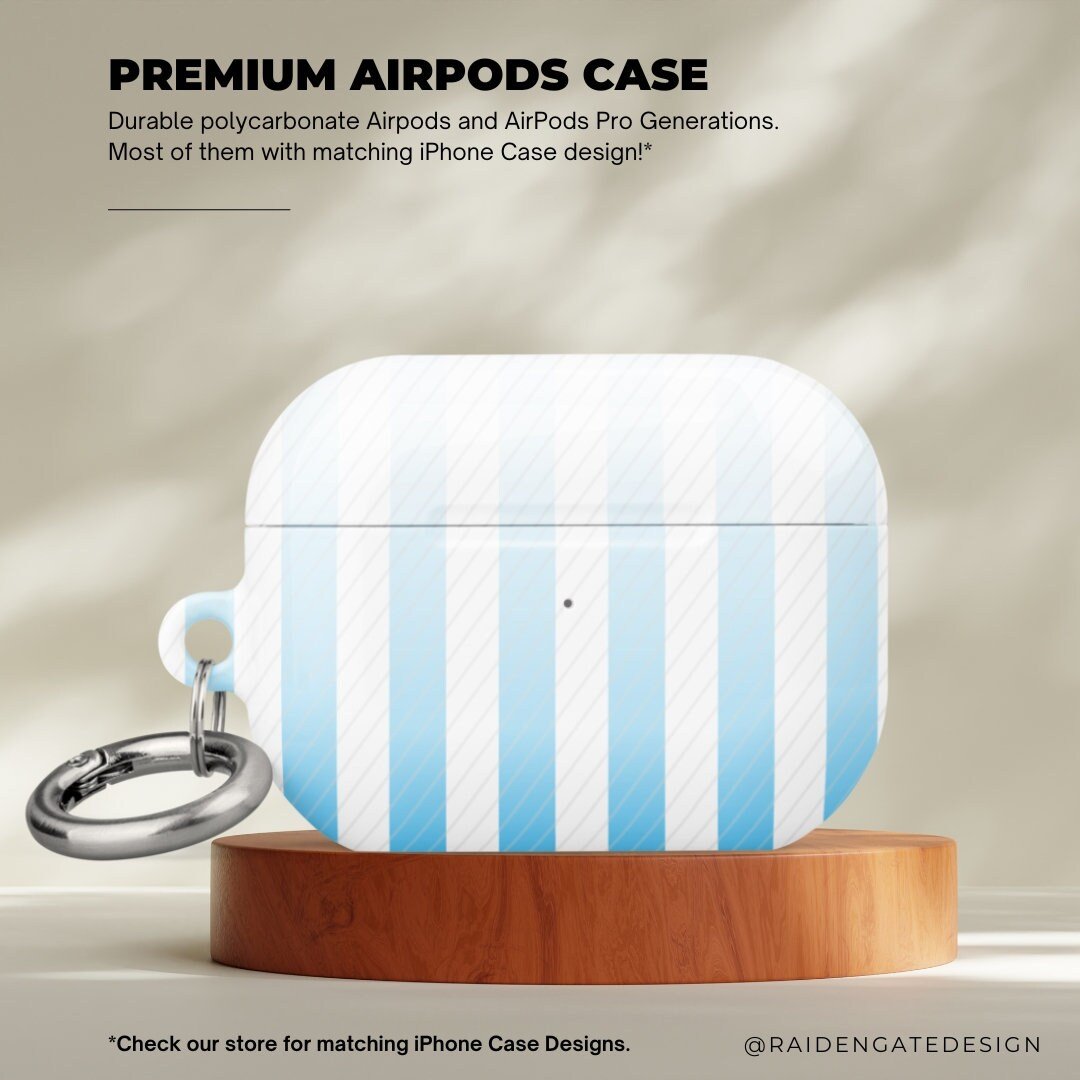 Gradient Blue Stripes Custom AirPods Pro Case | Tough AirPods Case - Raiden Gate Design