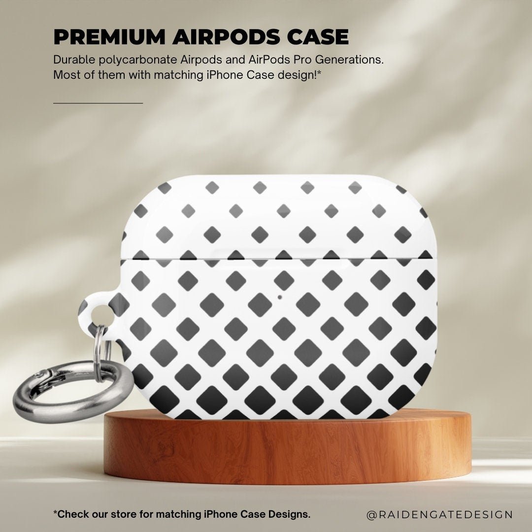 Grey Ascending Squares Custom AirPods Pro Case | Tough AirPods Case - Raiden Gate Design