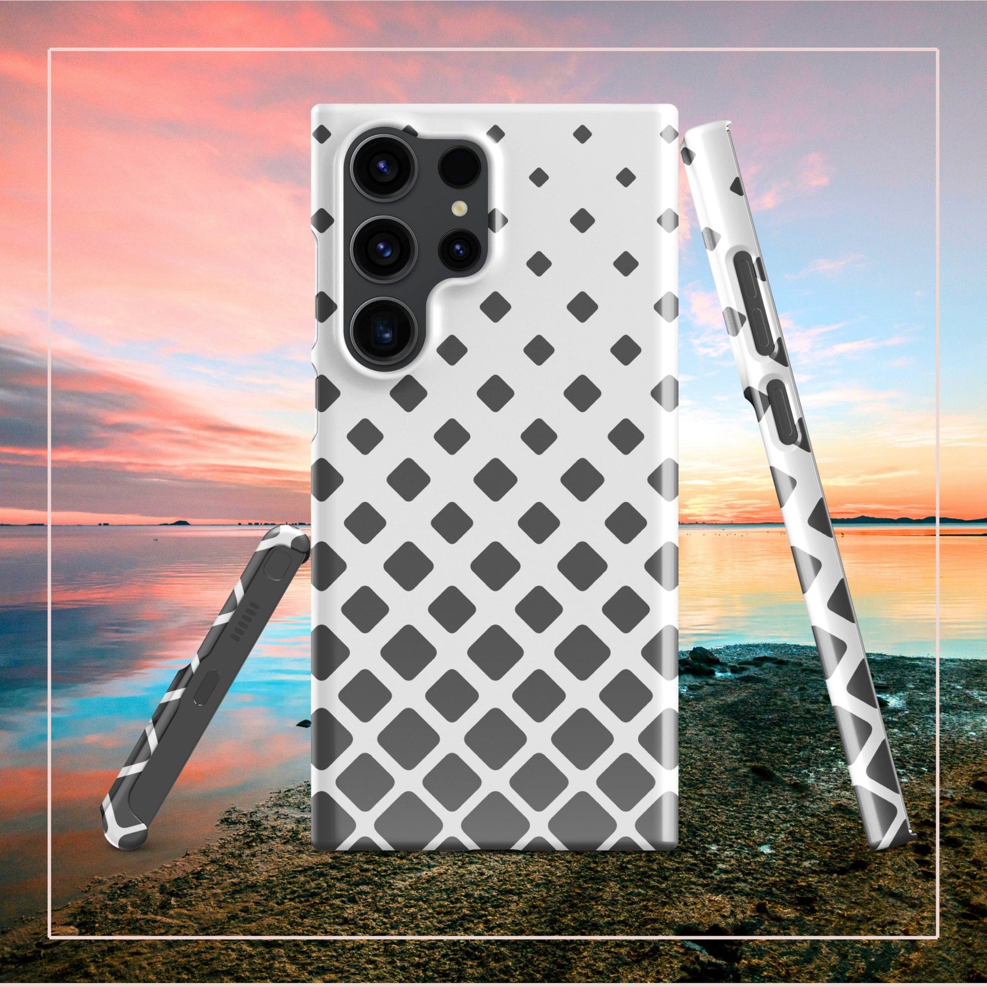 Grey Squares Samsung Galaxy S24 Ultra Case - Ascending Pattern Stylish Protection - Raiden Gate Design