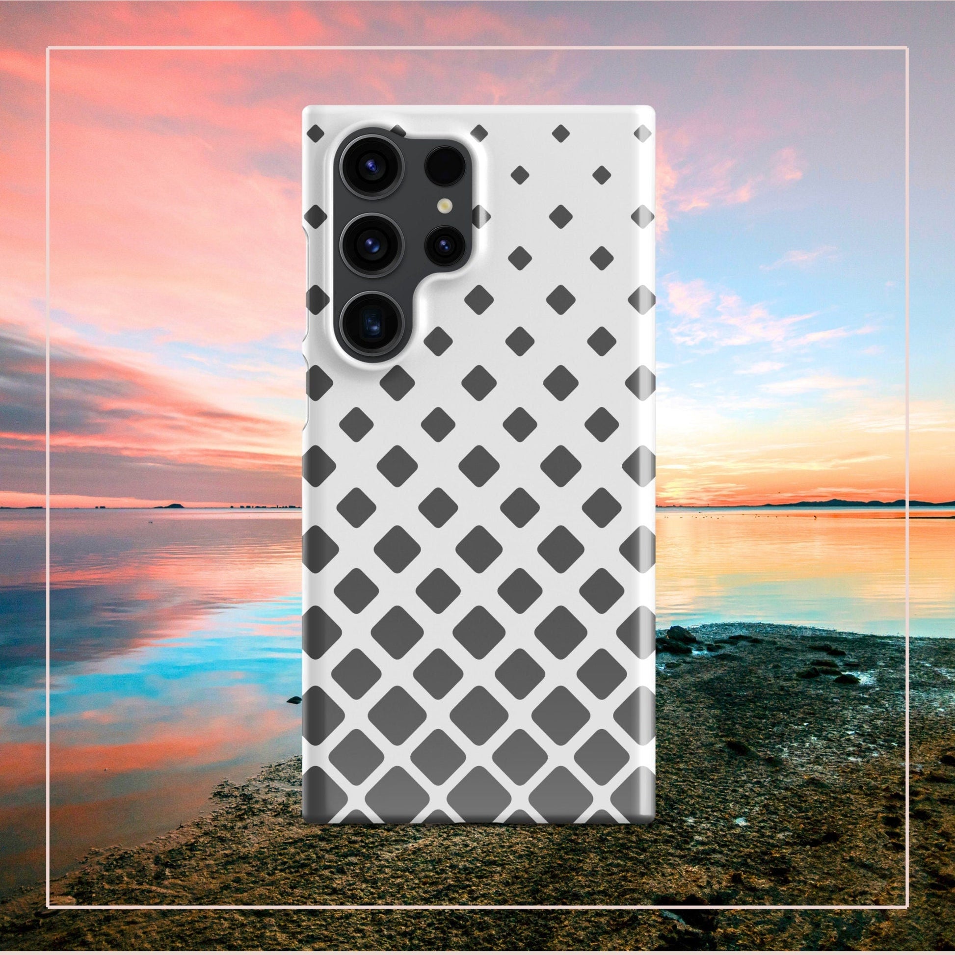 Grey Squares Samsung Galaxy S24 Ultra Case - Ascending Pattern Stylish Protection - Raiden Gate Design