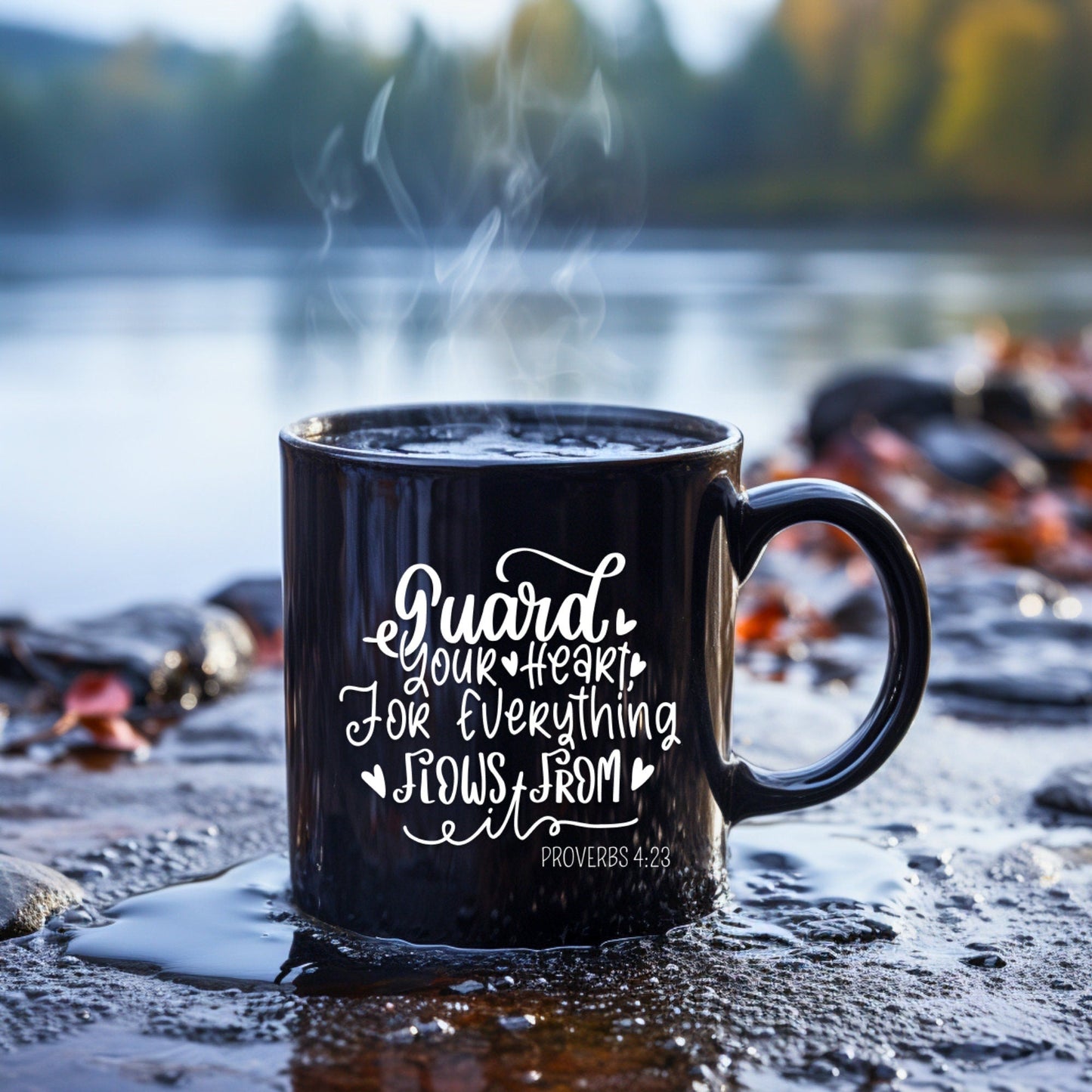 Guard Your Heart - Bible Verse Faith Coffee Mug - Christian Religious Gift for Him - Dad Mug with Affirmations - Supportive Baptism Gift - Raiden Gate Design