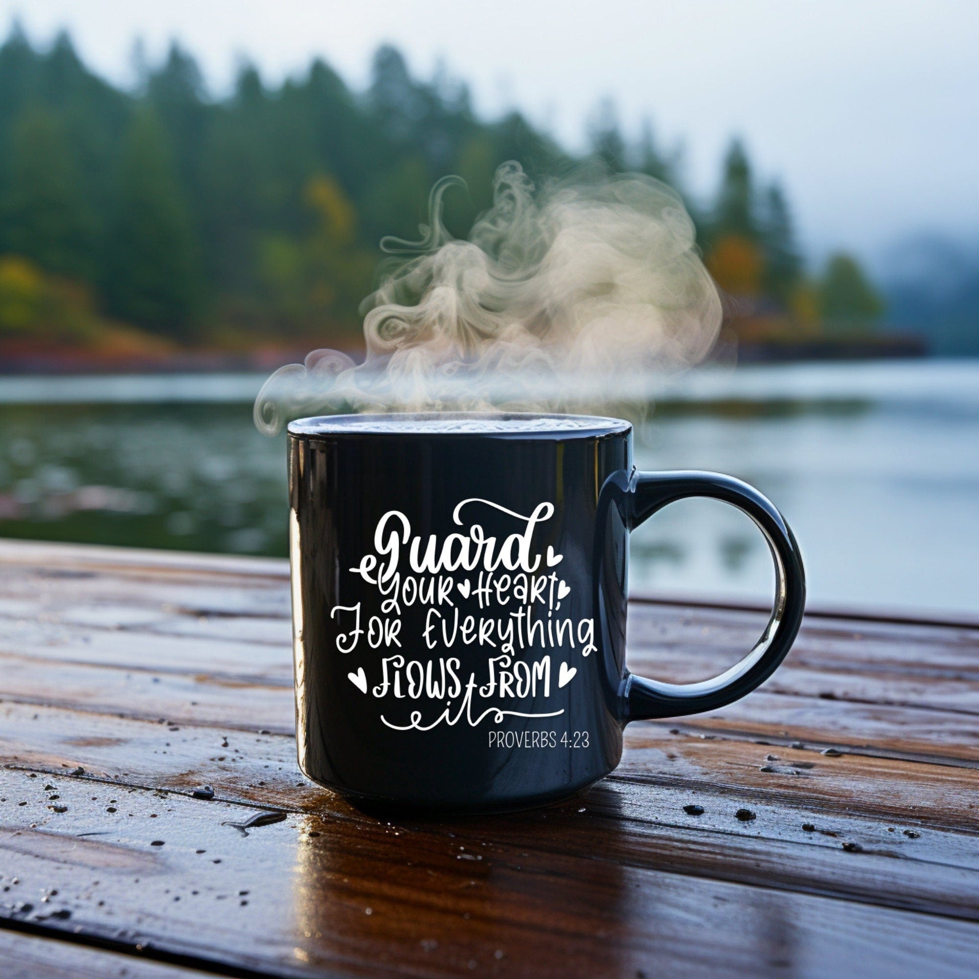 Guard Your Heart - Bible Verse Faith Coffee Mug - Christian Religious Gift for Him - Dad Mug with Affirmations - Supportive Baptism Gift - Raiden Gate Design