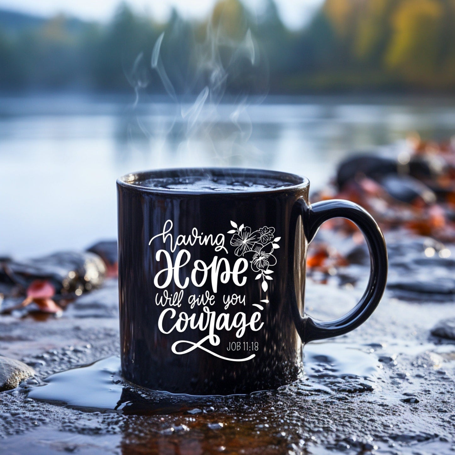 Having Hope Will Give You Courage - Bible Verse Faith Coffee Mug - Christian Religious - Dad Mug with Affirmations - Supportive Baptism Gift - Raiden Gate Design