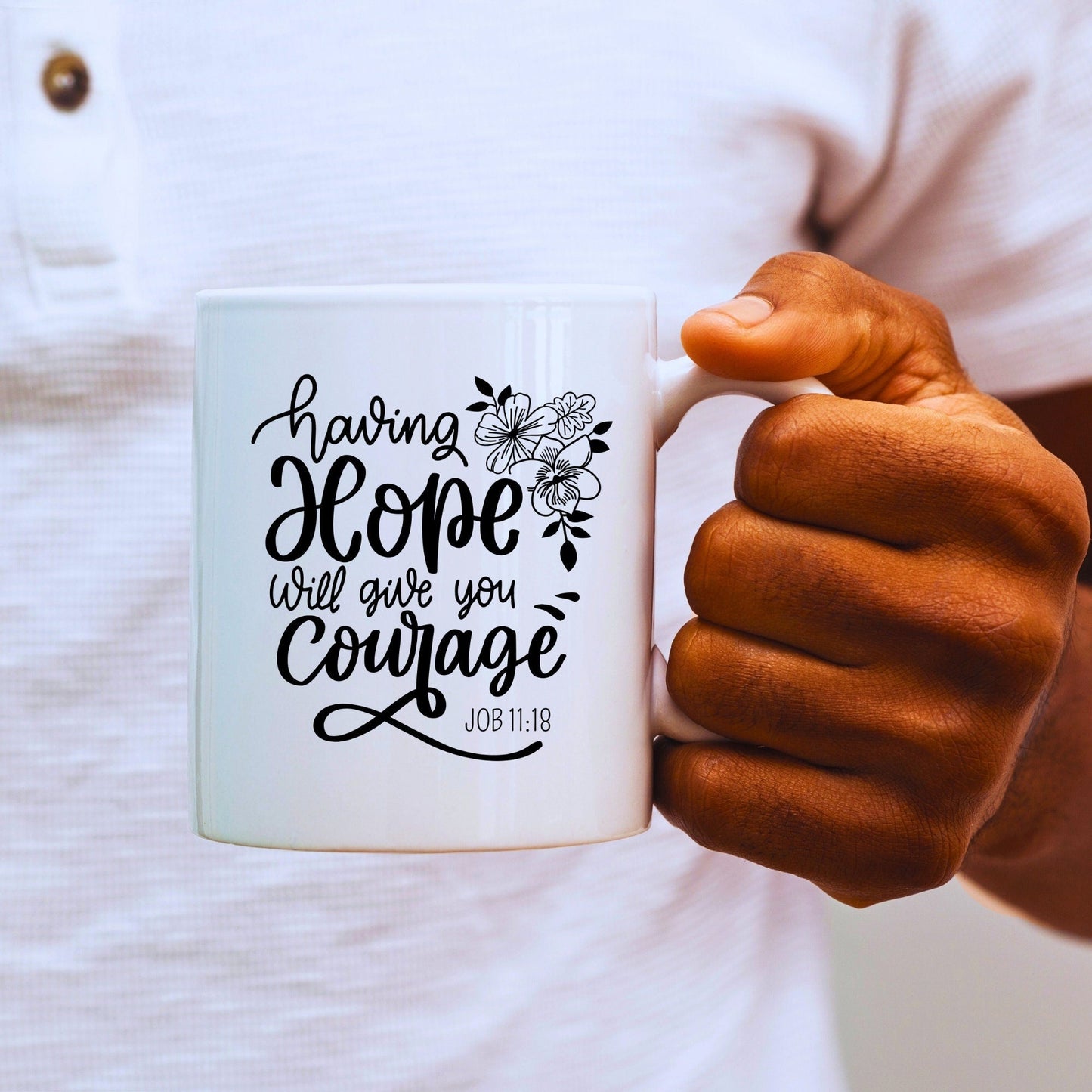 Having Hope Will Give You Courage - Bible Verse Faith Coffee Mug - Christian Religious - Dad Mug with Affirmations - Supportive Baptism Gift - Raiden Gate Design