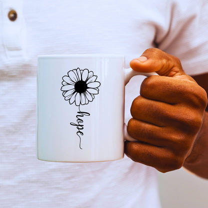 Hope Daisy - Bible Verse Faith Coffee Mug - Christian Religious Gift for Him - Dad Mug with Affirmations - Supportive Baptism Gift - Raiden Gate Design