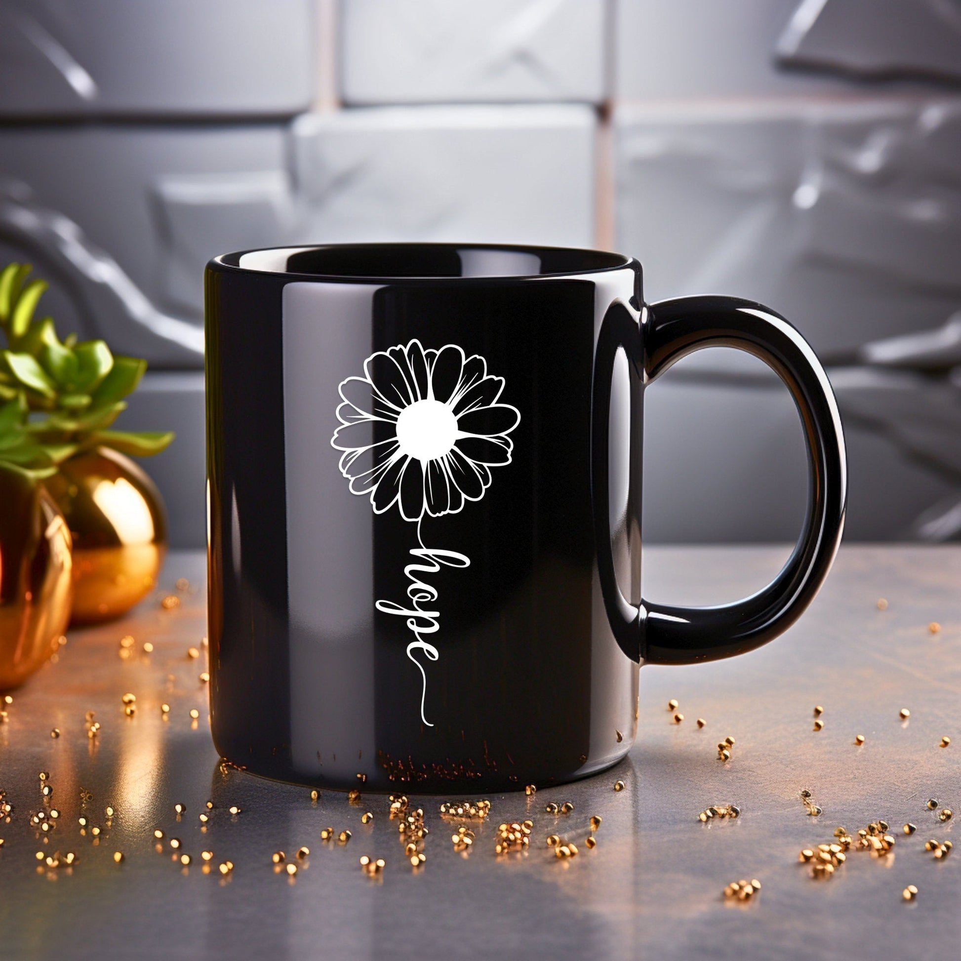 Hope Daisy - Bible Verse Faith Coffee Mug - Christian Religious Gift for Him - Dad Mug with Affirmations - Supportive Baptism Gift - Raiden Gate Design