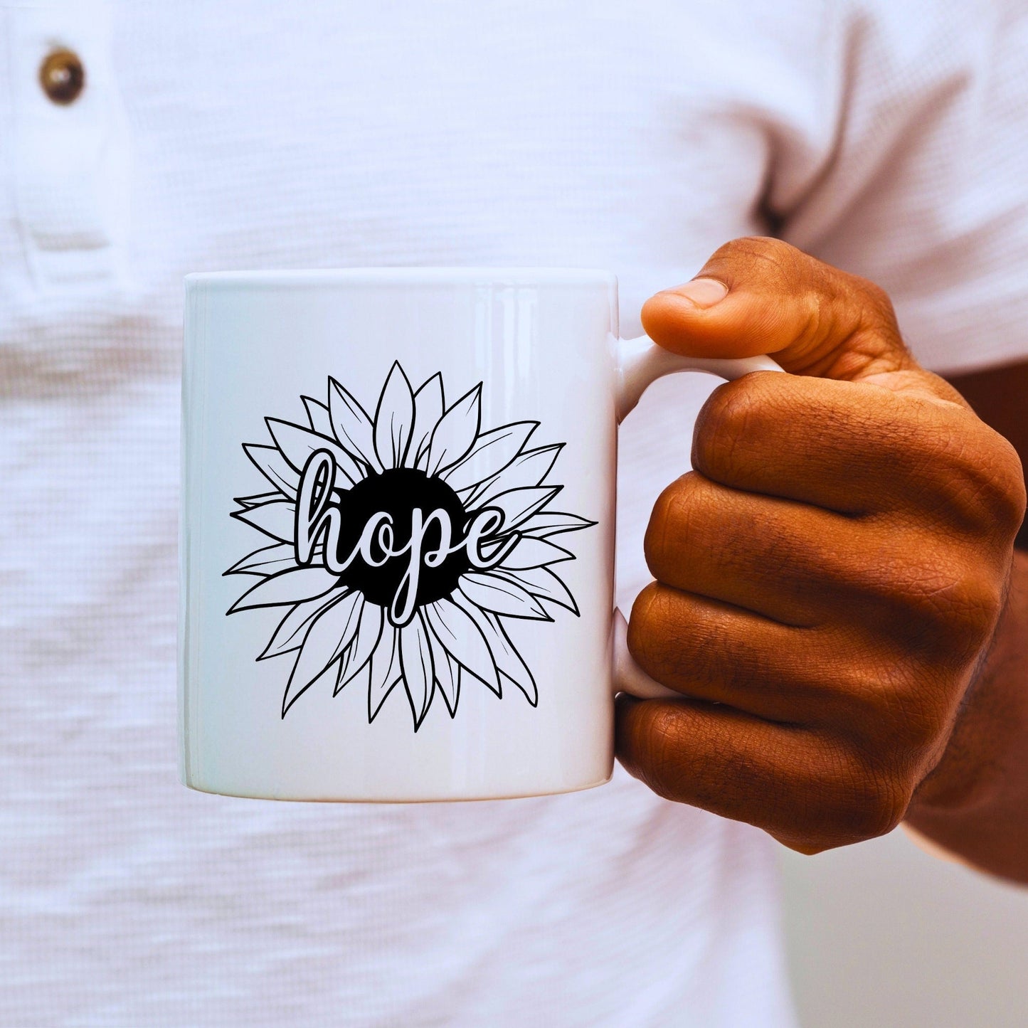 Hope Sunflower Head - Bible Verse Faith Coffee Mug - Christian Religious Gift for Him - Dad Mug with Affirmations - Supportive Baptism Gift - Raiden Gate Design