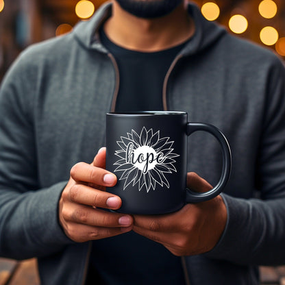 Hope Sunflower Head - Bible Verse Faith Coffee Mug - Christian Religious Gift for Him - Dad Mug with Affirmations - Supportive Baptism Gift - Raiden Gate Design