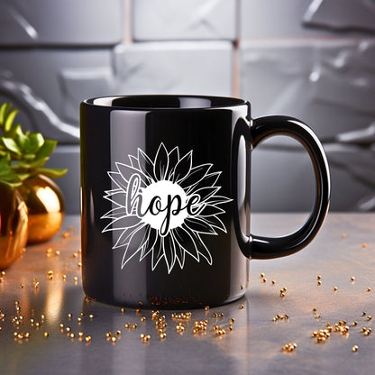 Hope Sunflower Head - Bible Verse Faith Coffee Mug - Christian Religious Gift for Him - Dad Mug with Affirmations - Supportive Baptism Gift - Raiden Gate Design