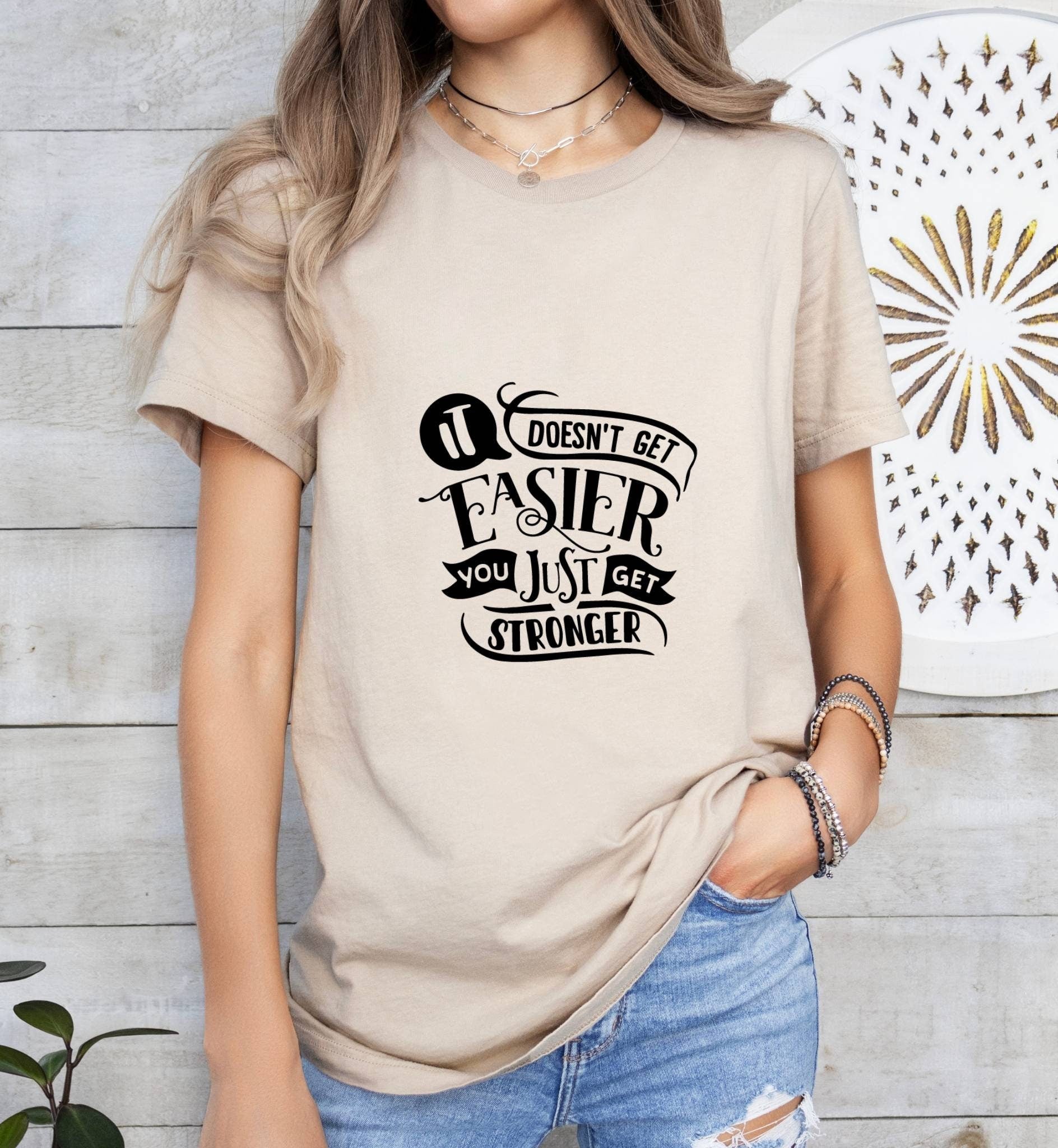 It Doesn't Get Easier Catholic Boho Church Shirt with Inspirational Bible Verse - Jesus Faith Religious - Raiden Gate Design