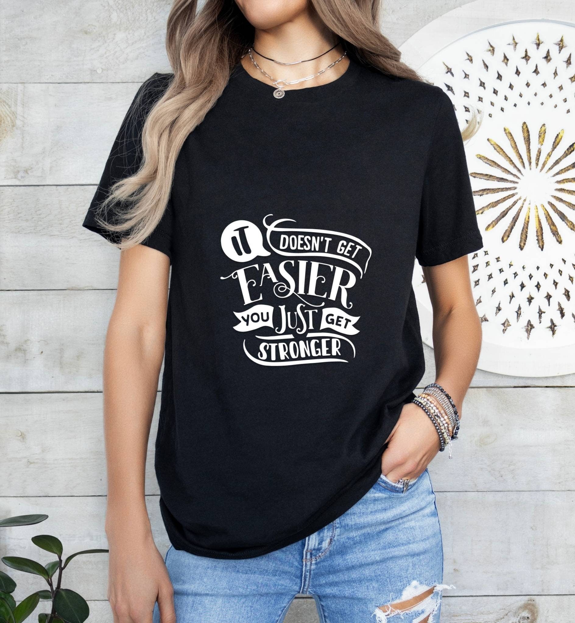 It Doesn't Get Easier Catholic Boho Church Shirt with Inspirational Bible Verse - Jesus Faith Religious - Raiden Gate Design