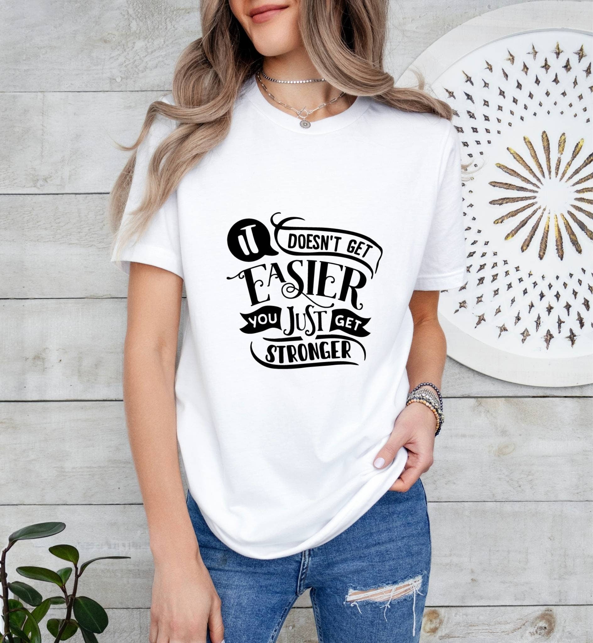 It Doesn't Get Easier Catholic Boho Church Shirt with Inspirational Bible Verse - Jesus Faith Religious - Raiden Gate Design