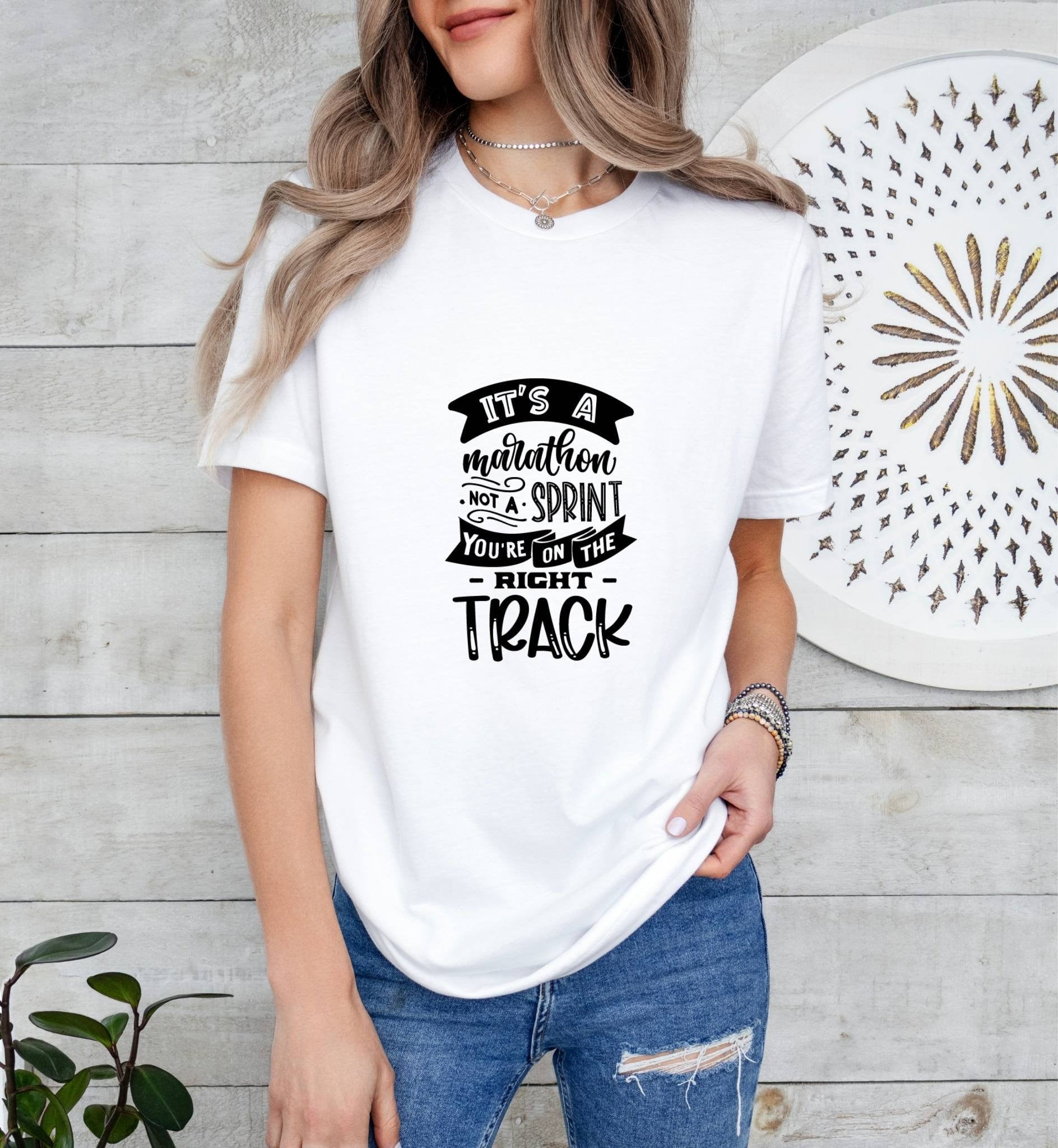 It's a Marathon, Not a Sprint Catholic Boho Church Shirt with Inspirational Bible Verse - Jesus Faith Religious - Raiden Gate Design