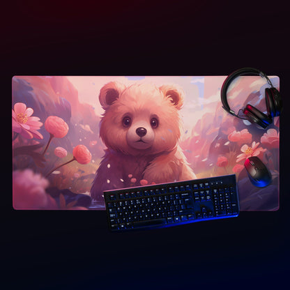 Kawaii Bear Cub in Lake Gaming Mousepad | Desk Mat | Large Mouse Pad - Raiden Gate Design