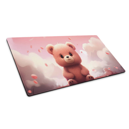 Kawaii Bear Cub in Pink Autum Gaming Mousepad | Desk Mat | Large Mouse Pad - Raiden Gate Design