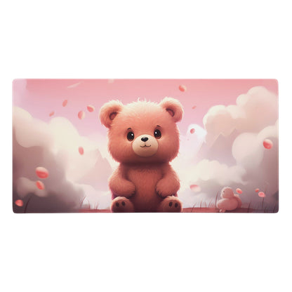 Kawaii Bear Cub in Pink Autum Gaming Mousepad | Desk Mat | Large Mouse Pad - Raiden Gate Design