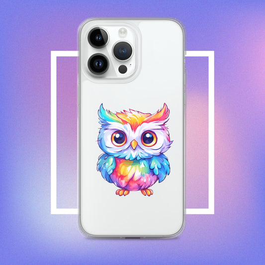 Kawaii Rainbow Owl Clear iPhone Case - iPhone Case - Raiden Gate Design