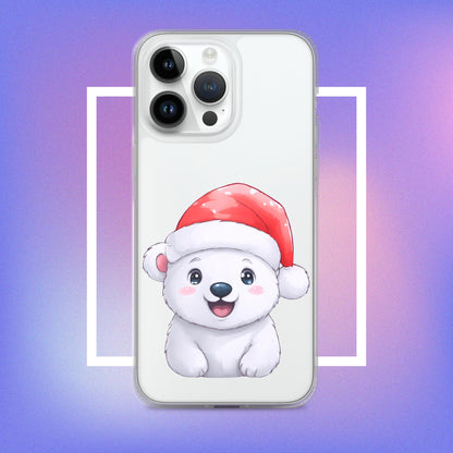 Kawaii Santa Bear Clear iPhone Case - iPhone Case - Raiden Gate Design