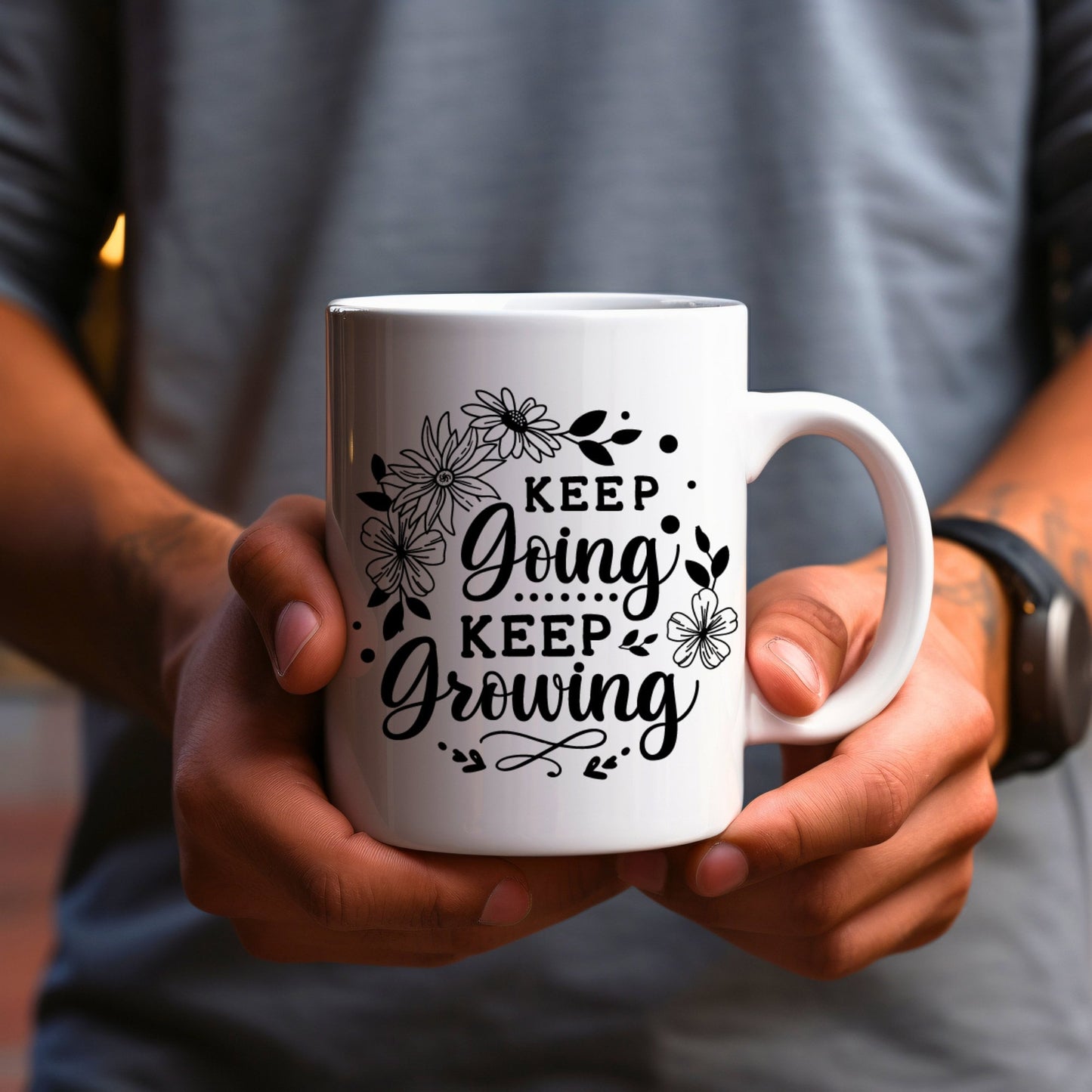 Keep going, Keep growing - Bible Verse Faith Coffee Mug - Christian Religious - Dad Mug with Affirmations - Supportive Baptism Gift - Raiden Gate Design