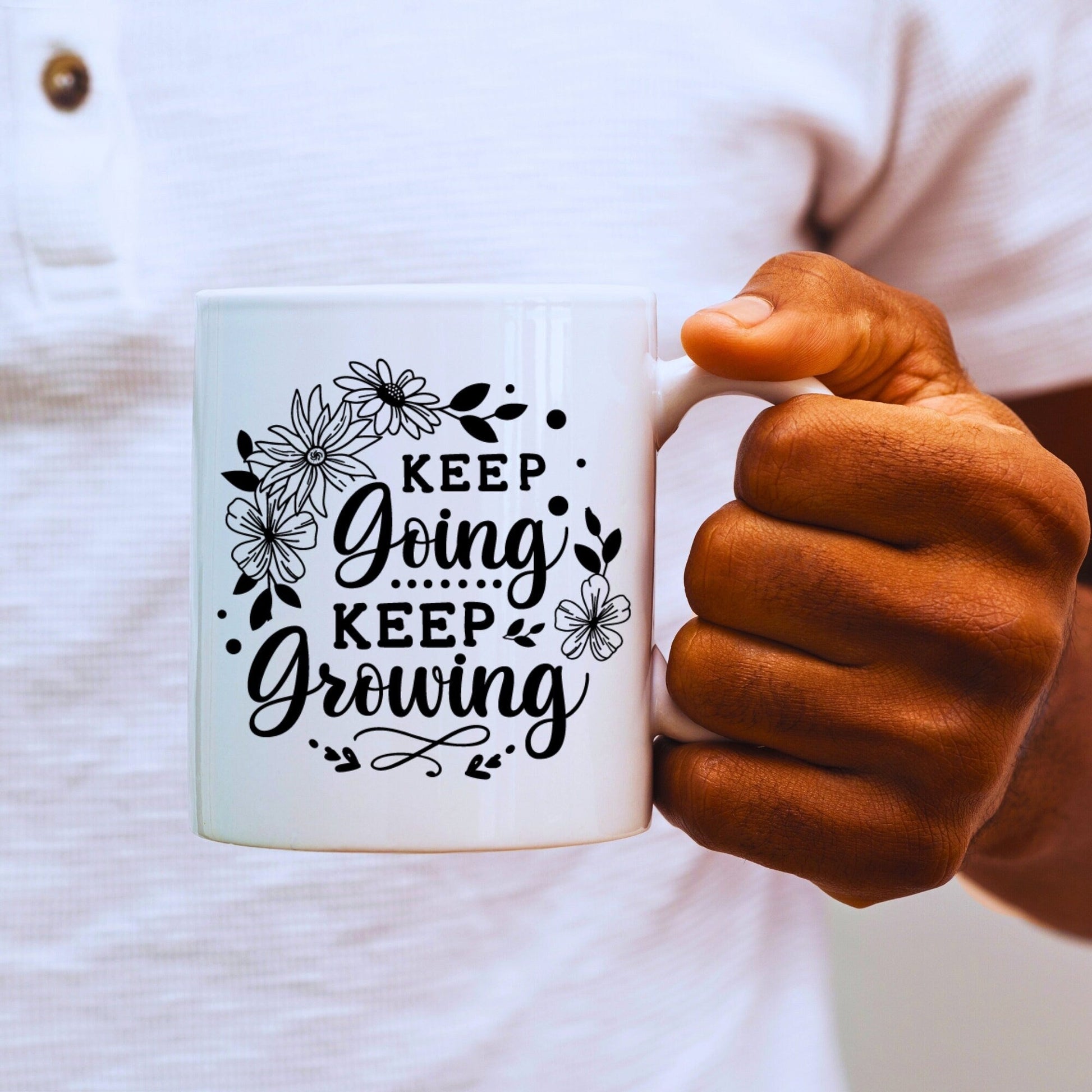 Keep going, Keep growing - Bible Verse Faith Coffee Mug - Christian Religious - Dad Mug with Affirmations - Supportive Baptism Gift - Raiden Gate Design