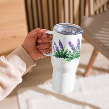 Lavender Herbal Tea Travel mug with a handle | Tea Mug | Teacup | Gifts for Her | Herb Flower | Birthday Gift - Raiden Gate Design